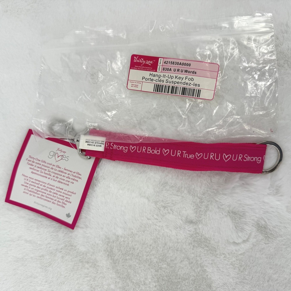 Thirty-One Hang-It-Up Key Fob Womens OS Pink U R Strong Bold True 4215830A0000